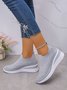 Lässig Unifarben Slip On Blockabsatz Slip On