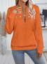 Lässig V-Ausschnitt Unifarben Sweatshirt