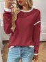 Lässig Farbblock Rundhals Langarm T-Shirt