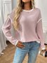 Lässig Farbblock Rundhals Langarm T-Shirt
