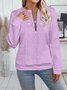 Lässig V-Ausschnitt Unifarben Sweatshirt