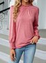 Retro Unifarben Rundhals Langarm T-Shirt