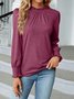 Retro Unifarben Rundhals Langarm T-Shirt