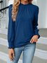 Retro Unifarben Rundhals Langarm T-Shirt