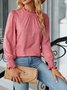 Retro Unifarben Rundhals Langarm T-Shirt