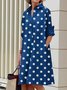Damen Geometrisch Frühling/Herbst Kleid Schalkragen Langarm Blusenkleid H-Linie Kleid