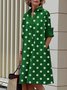 Damen Geometrisch Frühling/Herbst Kleid Schalkragen Langarm Blusenkleid H-Linie Kleid