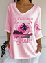 Retro Halloween V-Ausschnitt Dreiviertelärmel T-Shirt