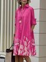 Damen Geometrisch Frühling/Herbst Kleid Schalkragen Langarm Blusenkleid H-Linie Kleid