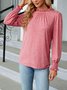 Retro Unifarben Rundhals Langarm T-Shirt