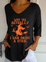 Retro Halloween V-Ausschnitt Dreiviertelärmel T-Shirt