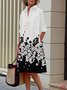 Damen Geometrisch Frühling/Herbst Kleid Schalkragen Langarm Blusenkleid H-Linie Kleid