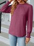 Retro Unifarben Rundhals Langarm T-Shirt