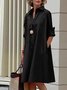 Damen Geometrisch Frühling/Herbst Kleid Schalkragen Langarm Blusenkleid H-Linie Kleid