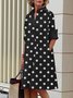 Damen Geometrisch Frühling/Herbst Kleid Schalkragen Langarm Blusenkleid H-Linie Kleid