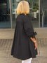 Langarm Unifarben Regelmäßig Mikroelastizität Weit Bluse für Damen