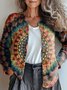 Damen Gestrickt 3d Drucken Langarm Bequem Lässig Strickjacke