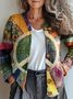 Damen Gestrickt 3d Drucken Langarm Bequem Lässig Strickjacke