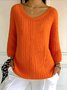 Damen Baumwolle Unifarben Langarm Bequem Lässig Pullover