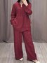 Damen Unifarben Zweiteiliges Set Täglich Langarm Lässig Frühling/Herbst Bluse mit Hose Matching Set