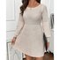 Damen Unifarben Frühling/Herbst Kleid Rundhals Langarm A-Linien-Kleid