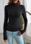 Lässig Unifarben Mock Neck Langarm T-Shirt