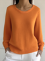 Damen Baumwolle Unifarben Langarm Bequem Lässig Pullover