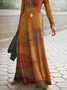 Damen Pflanzen Frühling/Herbst Kleid Rundhals Langarm A-Linien-Kleid