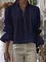 Hemdkragen Langarm Unifarben Regelmäßig Regelmäßige Passform Bluse für Damen