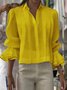 Hemdkragen Langarm Unifarben Regelmäßig Regelmäßige Passform Bluse für Damen