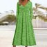 Damen Unifarben Frühling/Herbst Kleid V-Ausschnitt Langarm A-Linien-Kleid