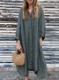 Damen Unifarben Frühling/Herbst Kleid Hemdkragen Langarm Blusenkleid A-Linien-Kleid