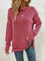 Lässig Rundhals Unifarben Sweatshirt