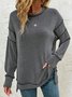 Lässig Rundhals Unifarben Sweatshirt