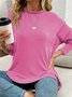 Lässig Rundhals Unifarben Sweatshirt