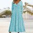 Damen Unifarben Frühling/Herbst Kleid V-Ausschnitt Langarm A-Linien-Kleid
