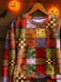 Lässig Rundhals Halloween Sweatshirt Print