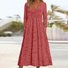 Damen Unifarben Frühling/Herbst Kleid V-Ausschnitt Langarm A-Linien-Kleid
