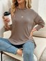 Lässig Rundhals Unifarben Sweatshirt