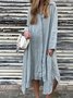 Damen Unifarben Frühling/Herbst Kleid Hemdkragen Langarm Blusenkleid A-Linien-Kleid