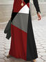 Damen Geometrisch Frühling/Herbst Kleid Rundhals Langarm A-Linien-Kleid