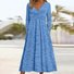 Damen Unifarben Frühling/Herbst Kleid V-Ausschnitt Langarm A-Linien-Kleid