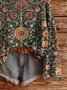 Damen Ethnisch Langarm Bequem Retro Pullover