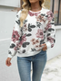 Lässig Rundhals Geblümt Sweatshirt Print