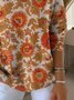 Damen Baumwolle Geblümt Langarm Bequem Lässig Pullover