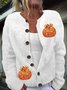 Damen Gestrickt Kürbismuster Langarm Bequem Retro Strickjacke