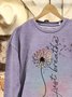 Lässig Rundhals Löwenzahn Sweatshirt