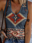 Lässig V-Ausschnitt Geometrisch Tanktop Oberteile