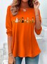Retro Tier Rundhals Langarm T-Shirt