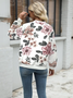 Lässig Rundhals Geblümt Sweatshirt Print